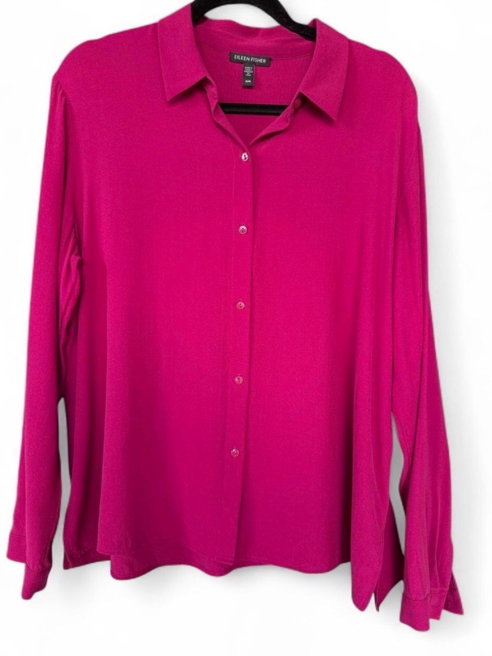 Eileen Fisher 100% Silk 
Pink Button Down Shirt Blouse